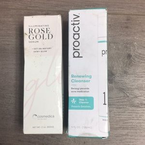 Proactiv Renewing Cleanser and Cosmedica Rose Gold Serum